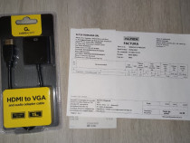 Adaptor/convertor semnal HDMI (digital) la VGA (analog) cu sunet