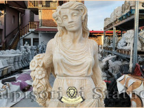 Statuetă domnița cu flori, galben antichizat, model S50.