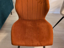 2 scaune tapitate cu catifea portocaliu cinnamon