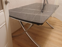 Masa de lux Arma blat negru, picioare argintii