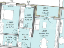 Apartament 2 camere 53 mp, Constructie Noua, Zona The Office