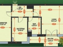 Apartament 2 camere decomandat, boxa si loc de parcare, finalizat