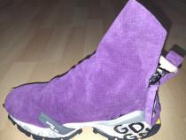 Ghete GRYXX dama casual noi piele intoarsa negre si mov nr. 37