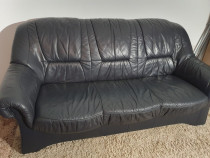 Set canapele piele neagră