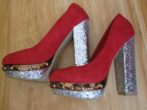 Pantofi rosii foarte eleganti SMALL SWAN,mar.37-ieftini