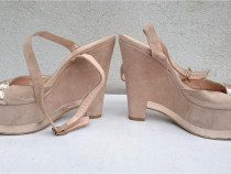 Pantofi de vara sandale piele cu toc platforma, M 38, Ovye