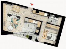 Apartament 2 camere, 57 mp, balcon, cartier Craiovei
