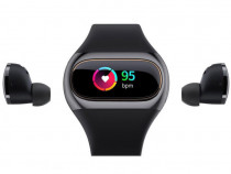 Smartwatch cu casti, ctrl muzica&fitness,Android si iOS,rezistent apa