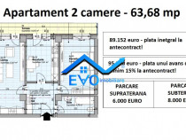 Apartament decomandat, 2 camere 64 mp, Galata Iasi