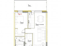 Apartament cu 2 camere, 56.63 mp, terasa 19.32 mp, zona Loui