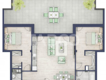 Apartament etaj retras 74mpu 3camere terasa 46mp bloc cu lif