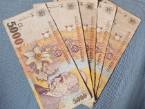 5 bancnote de 5000 de lei din 1998 cu Lucian Blaga
