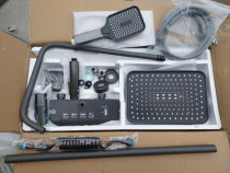 Set duș termostatic complet, gri, design modern pătrat, Piano Key