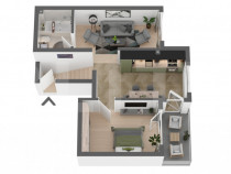 Apartament semifinisat, decomandat cu 2 camere, 44mp, in Apa