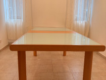 Masa dining din lemn cu blat din sticlă - Mobexpert