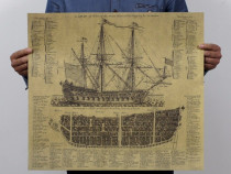 Poster vintage corabie hartie kraft dimensiune 57 x 51 cm