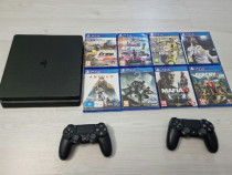 Consola Sony PlayStation 4 SLIM PS4 1Tb + 2 Controllere + 6 jocuri
