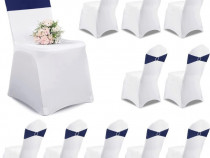 Set 10 huse scaune albe nunta botez gradina evenimente
