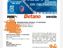 Vând bilete VIP meci U CRAIOVA FC BOTOSANI pe 20.10.2024