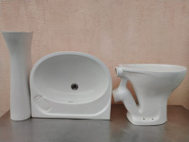 Set vas wc + lavoar cu piedestal din ceramică