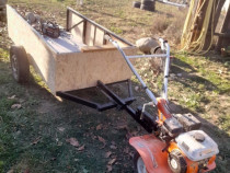 Remorca motosapă motocultor tractor atv 2x1x0,5 m frână pe tambur