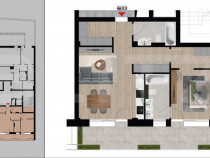 Apartament cu 2 camere, 60,10 mp, bloc nou, Etajul 2, Zona?