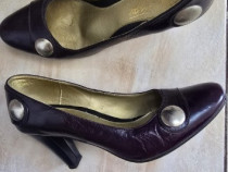 Pantofi dama, marime 37, piele interior, exterior, culoare mov inchis,