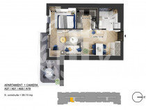 Apartament 1 camera zona de Nord - 49.38 mp utili