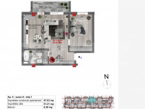 Apartament 2 camere, 51 mp finisat nou etaj intermediar, zon