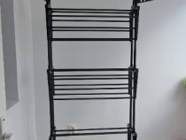 Uscator de rufe pliabil cu suport de umerase, Herzberg, cu roti, negru