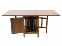 Set masa plianta lemn masiv cu 6 scaune culoare wenge