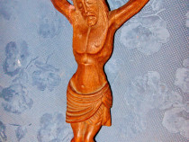 A733-Hristos rastignit sculptura in lemn masiv pt. Crucifix.