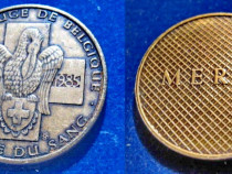 1225-Medalie Crucea Rosie Belgiana BR comemorare 50 an bronz
