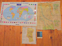 3 Harti,2 harti judet Arges vechi+Harta Politica a Lumii