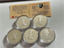 Lot 5 monede argint Canada 1985