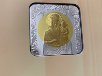 Felicitare medalie Crăciun religios 2010, argint cu aur
