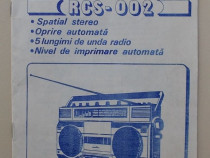 Electronica RCS 002 Manual de utilizare radiocasetofon,carte