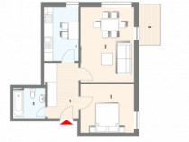 Apartament cu 2 camere, 53mp utili, finisat, bloc nou, SEMIC