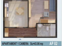 Apartament 1 camera, 43mp utili, bloc nou, Calea Moldovei