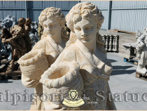 Statuetă fata cu coșulețe, galben patinat, model S23.