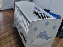 Pătuț bebe personalizat cu nume - Matei-saltea inclusa