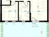 Apartament cu 2 camere, decomandat, 54 mp utili, gradina de