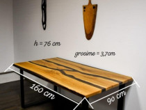 ✨Masă unicat din lemn stejar si rășină epoxidică bronze-hand-made✨