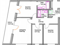 Apartament modern cu 3 camere, balcon si dressing - bloc nou