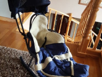 Săniuță cu spătar, sac, glugă și suport de picioare Adbor Piccolino