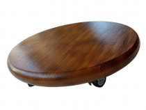 Suport ghiveci flori din lemn ars, rotund, pe roti pivotante &ndash; &Oslash;30 cm