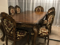 Masa lemn masiv cu 6 scaune