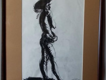 Tuș semnat, lucrare veche deosebită