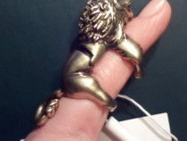 Inel articulatie LEU auriu alama - golden lion knuckle ring