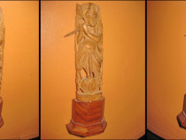 Statuieta sculptata zeita Krishna India lemn de kadam.